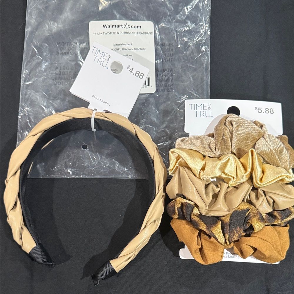 Time and Tru Gold and Tan Hair Accessory Set